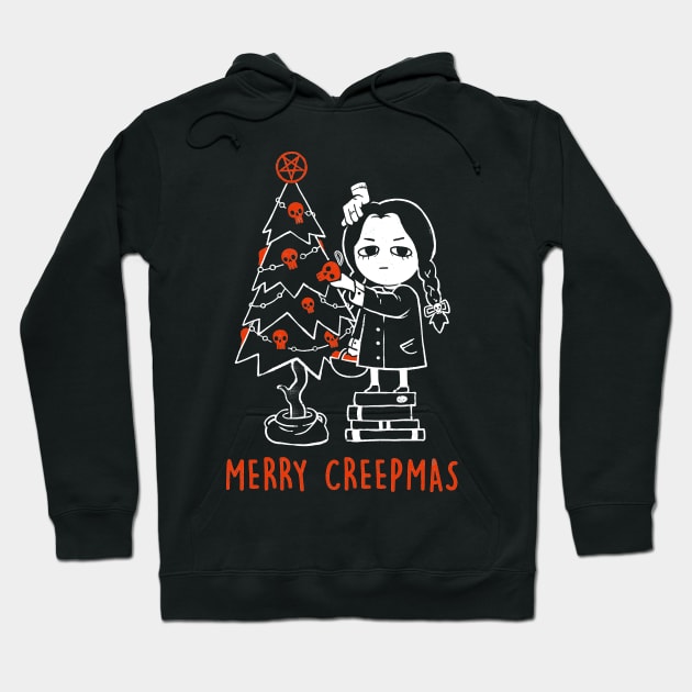 Merry Creepmas - Dark Funny Goth Girl Halloween Christmas Gift Hoodie by eduely